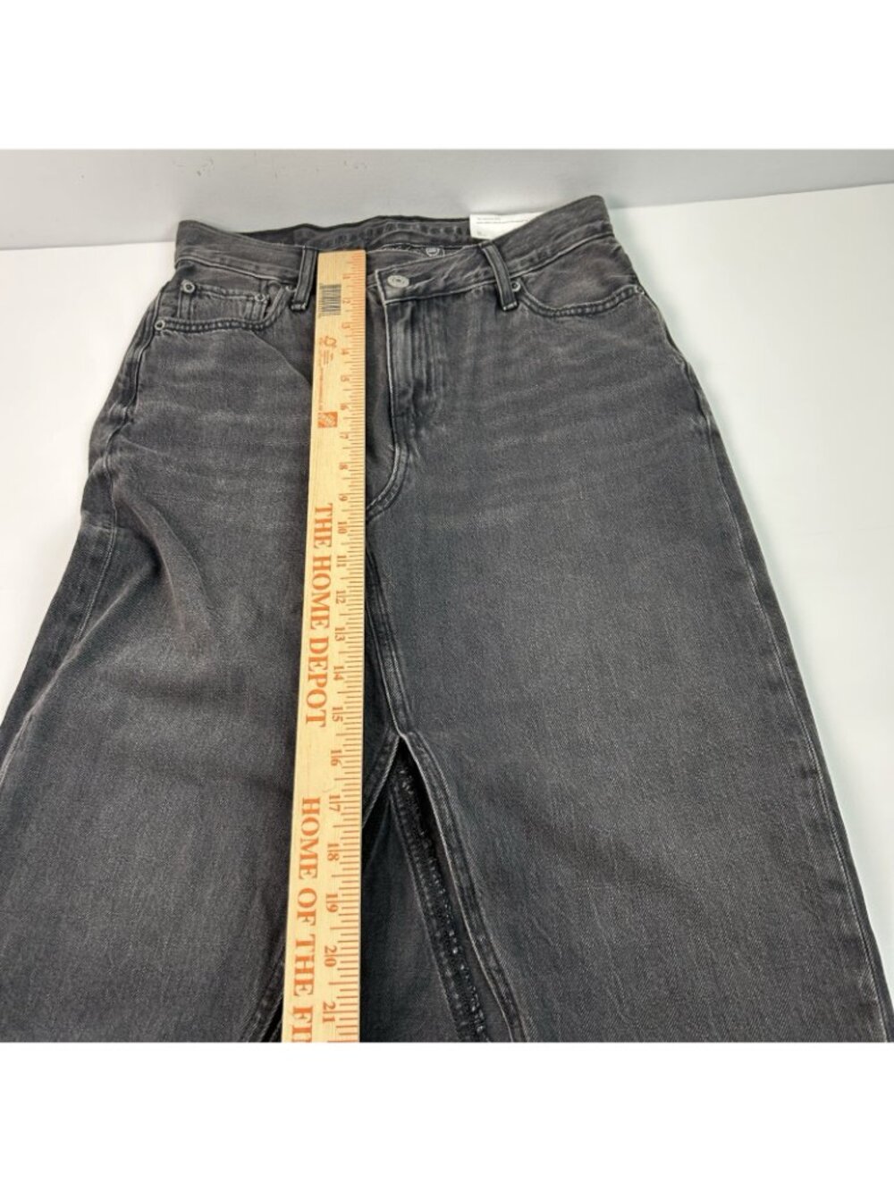 NWT American Eagle 90s High Rise Maxi Skirt Black Denim Front Slit Size 0/25W - Picture 13 of 13
